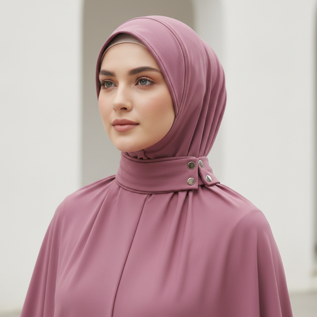 Instant Jersey Hijab Undercap – Soft Stretch Full Cover Turban with Snap Closure