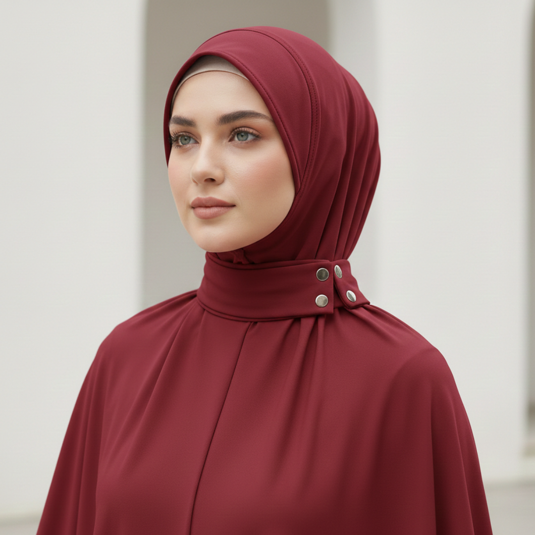 Instant Jersey Hijab Undercap – Soft Stretch Full Cover Turban with Snap Closure