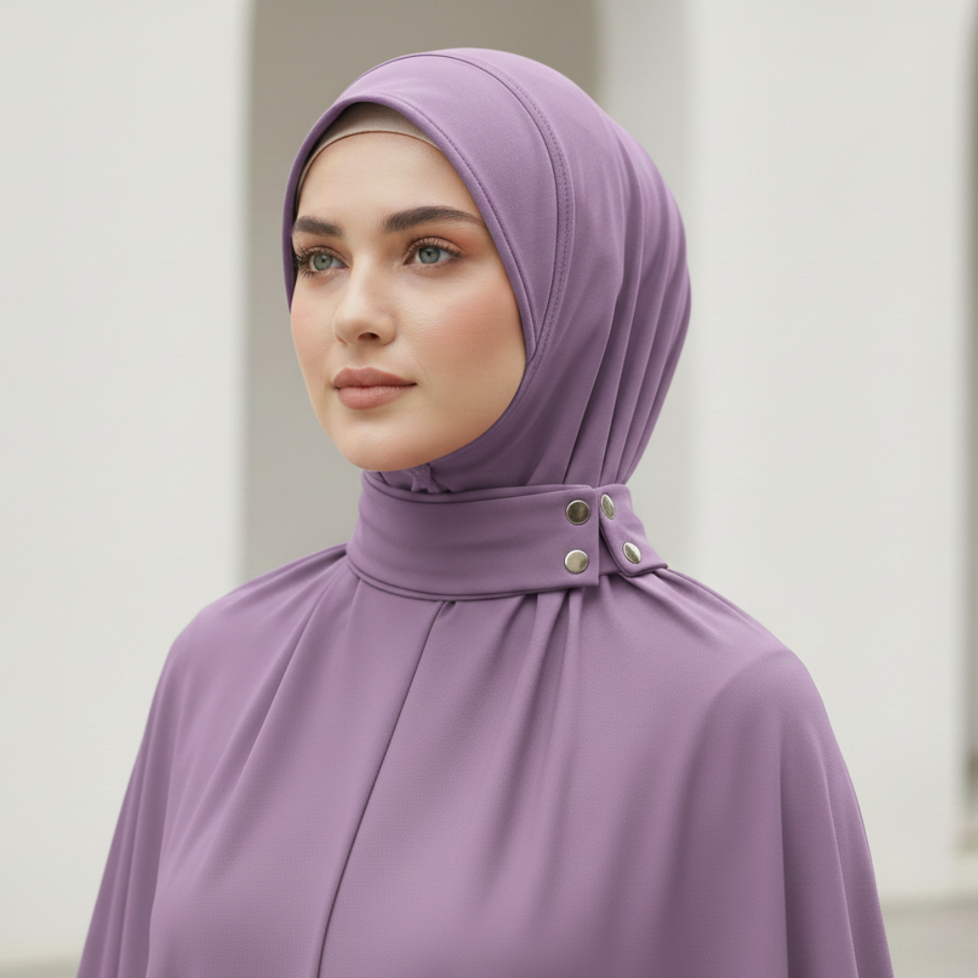 Instant Jersey Hijab Undercap – Soft Stretch Full Cover Turban with Snap Closure
