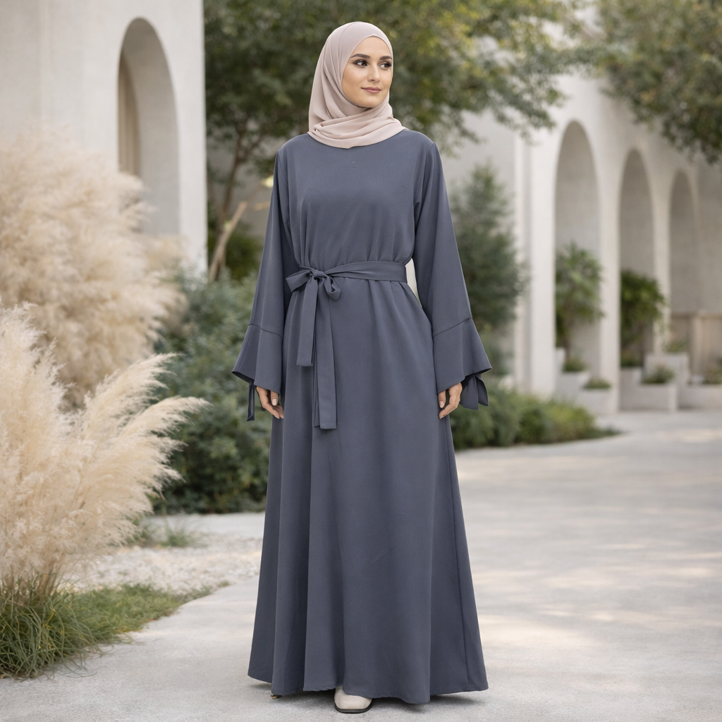 Nida - Abaya Long Modest Dress with Belt