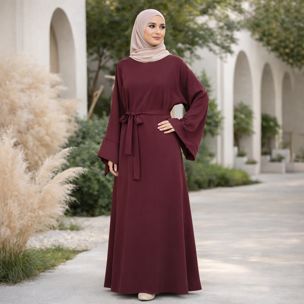 Nida - Abaya Long Modest Dress with Belt