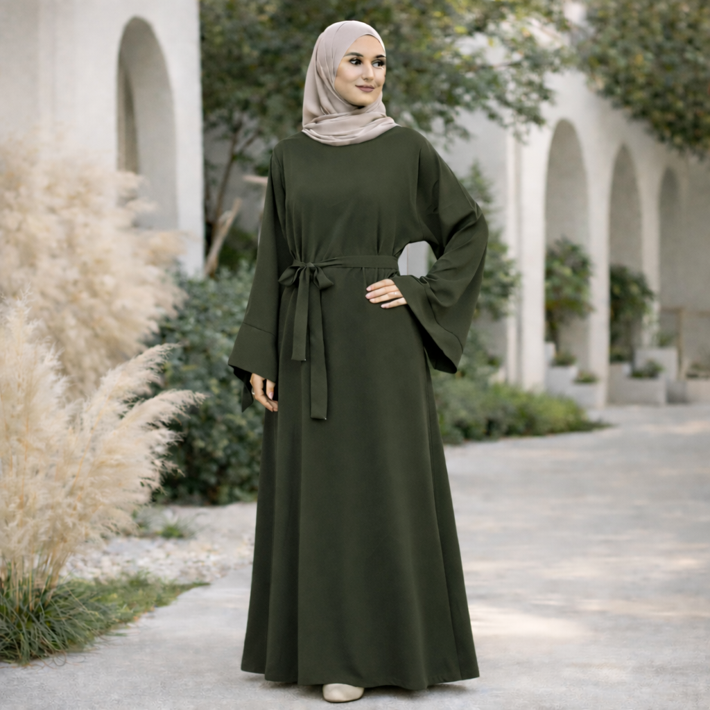 Nida - Abaya Long Modest Dress with Belt
