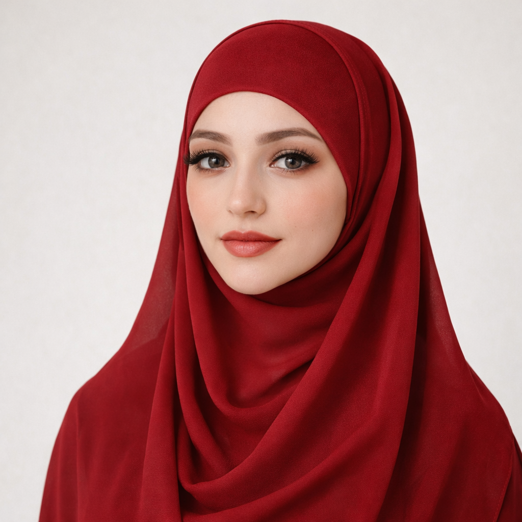 Instant Chiffon Hijab with Magnetic Buckle & Open Cap