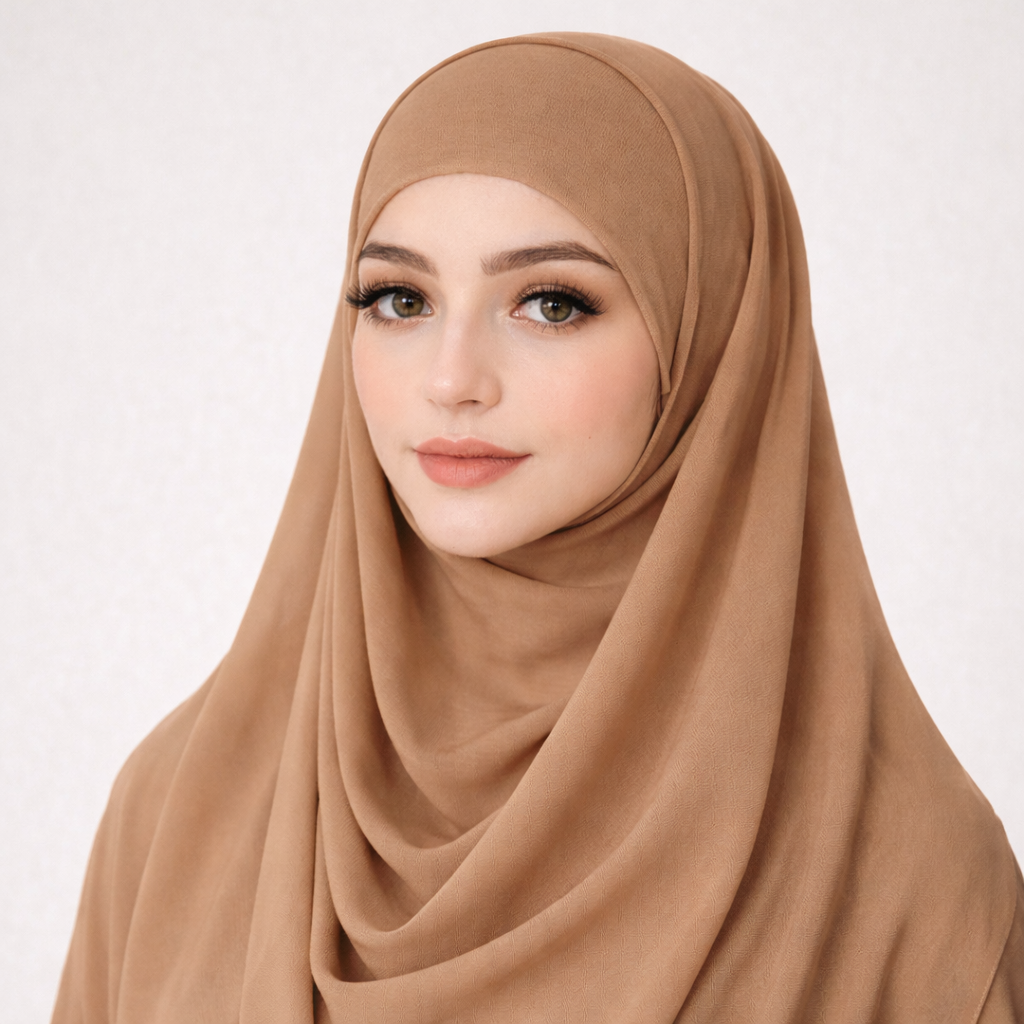 Instant Chiffon Hijab with Magnetic Buckle & Open Cap