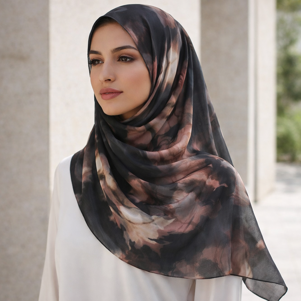 Watercolour Floral Modal Hijab Scarf Lightweight Shawl