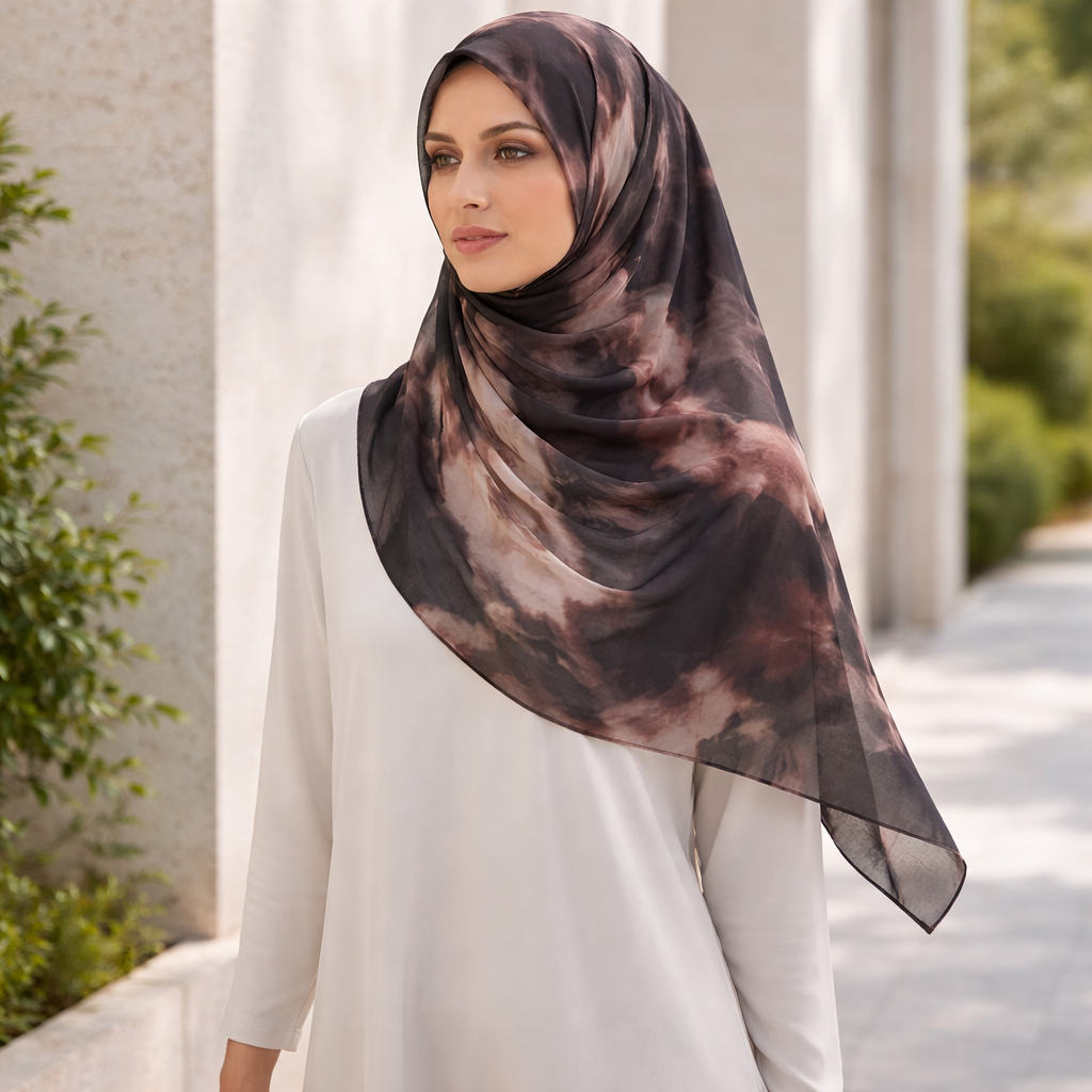 Watercolour Floral Modal Hijab Scarf Lightweight Shawl