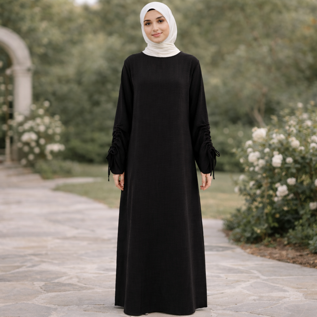 Eid Modest Lace-Up Abaya Kaftan Dress