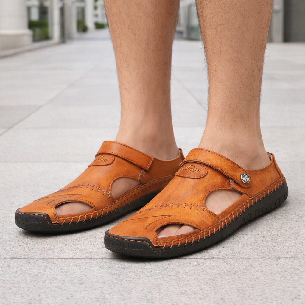 Lex - Elegant Premium Leather Summer Sandals - Adjustable Support