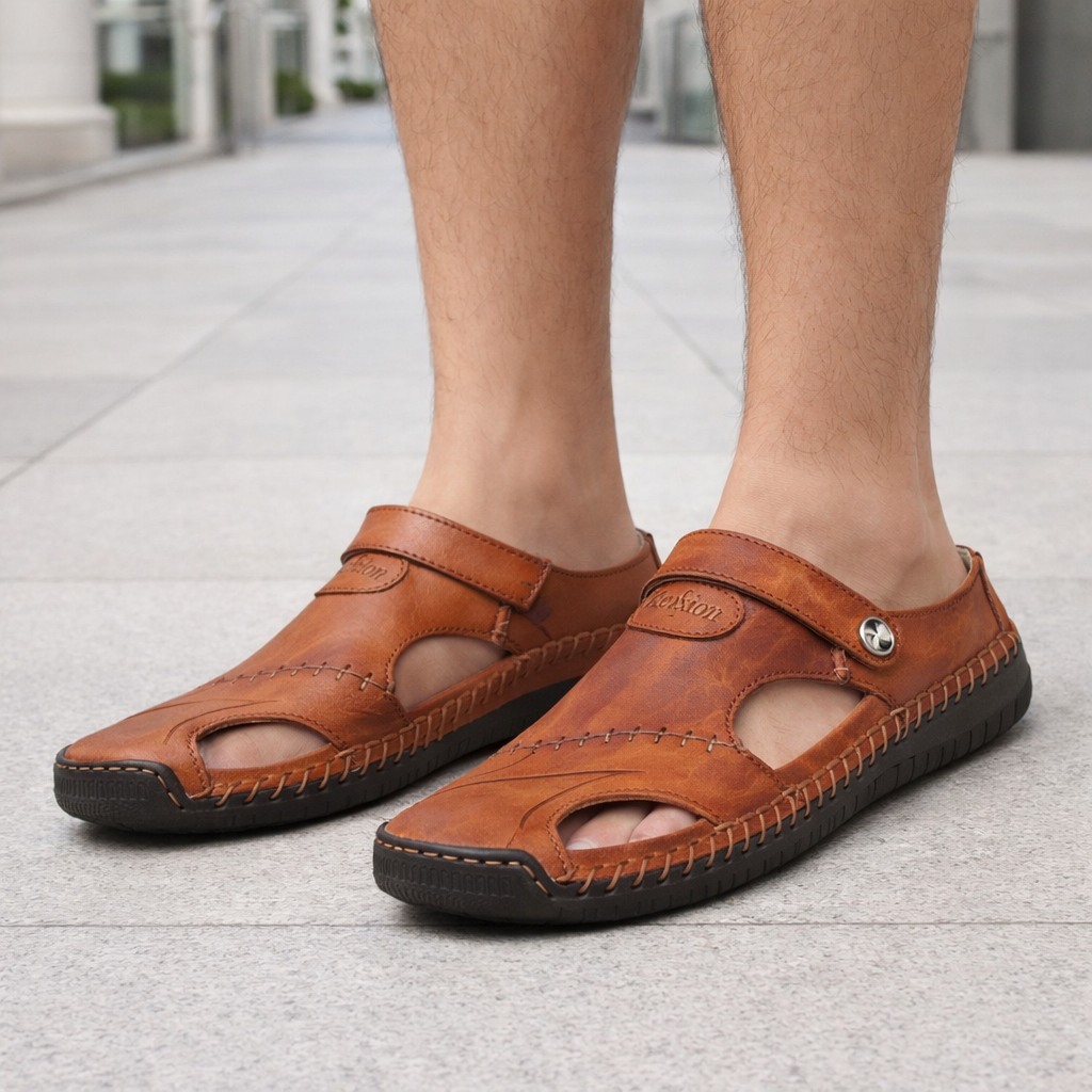 Lex - Elegant Premium Leather Summer Sandals - Adjustable Support