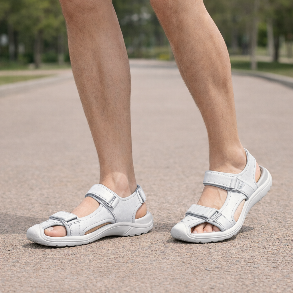 Men's Leather Non-Slip Sandals - Cushioned Comfort - Casual