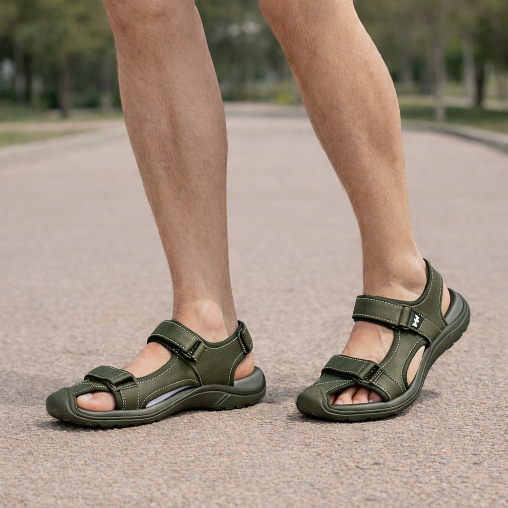 Men's Leather Non-Slip Sandals - Cushioned Comfort - Casual