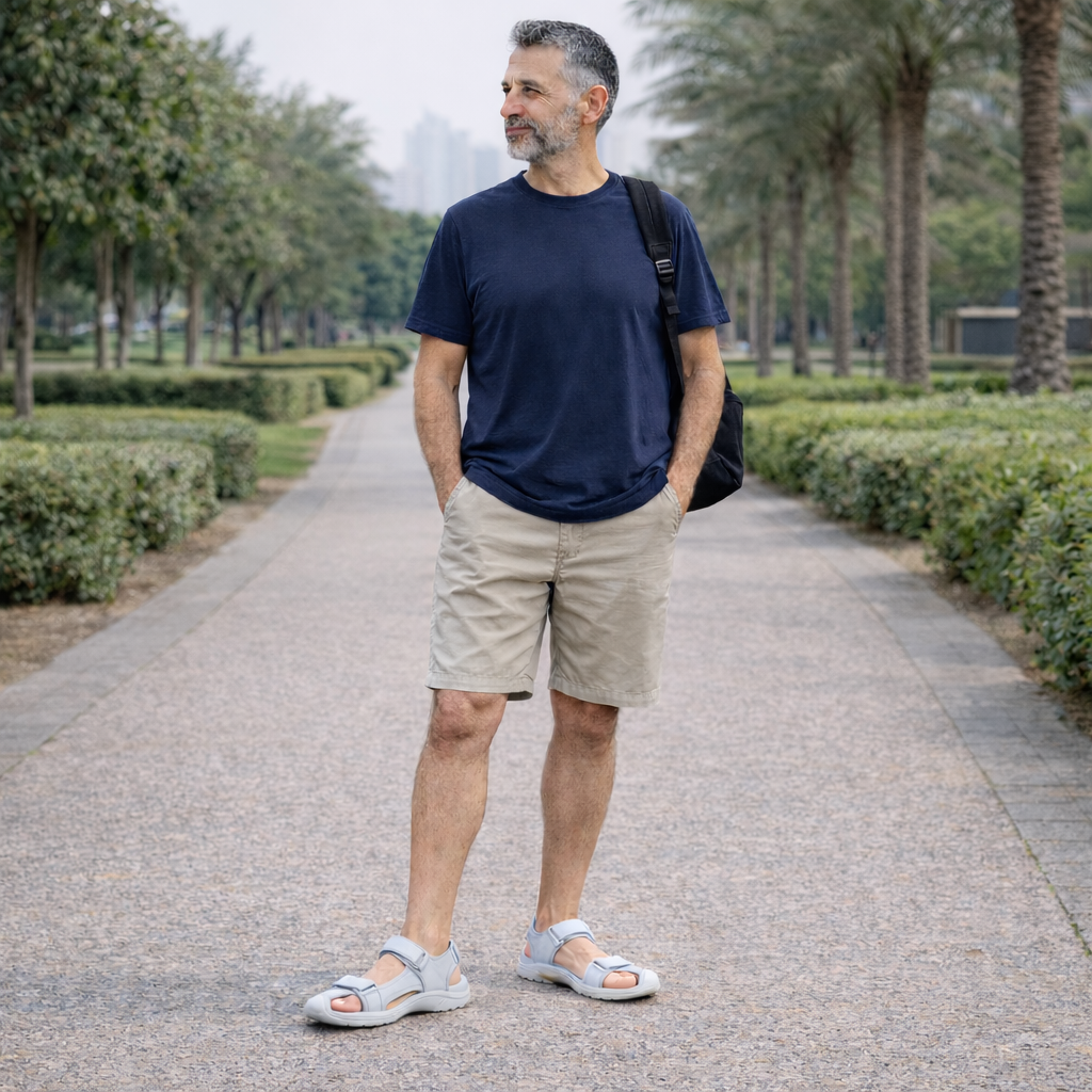 Men's Leather Non-Slip Sandals - Cushioned Comfort - Casual