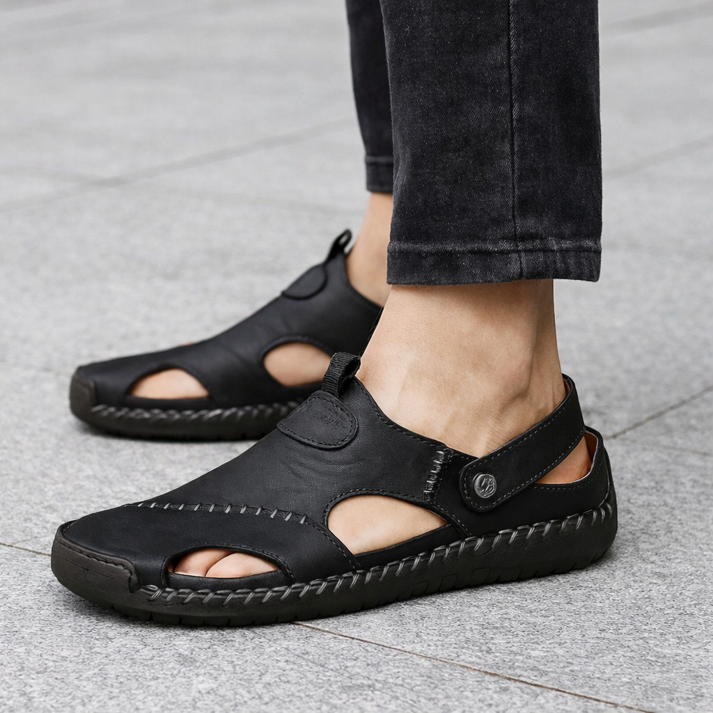 Men's Breathable Leather Sandals - Comfortable and Casual