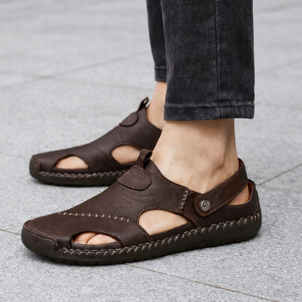 Men's Breathable Leather Sandals - Comfortable and Casual