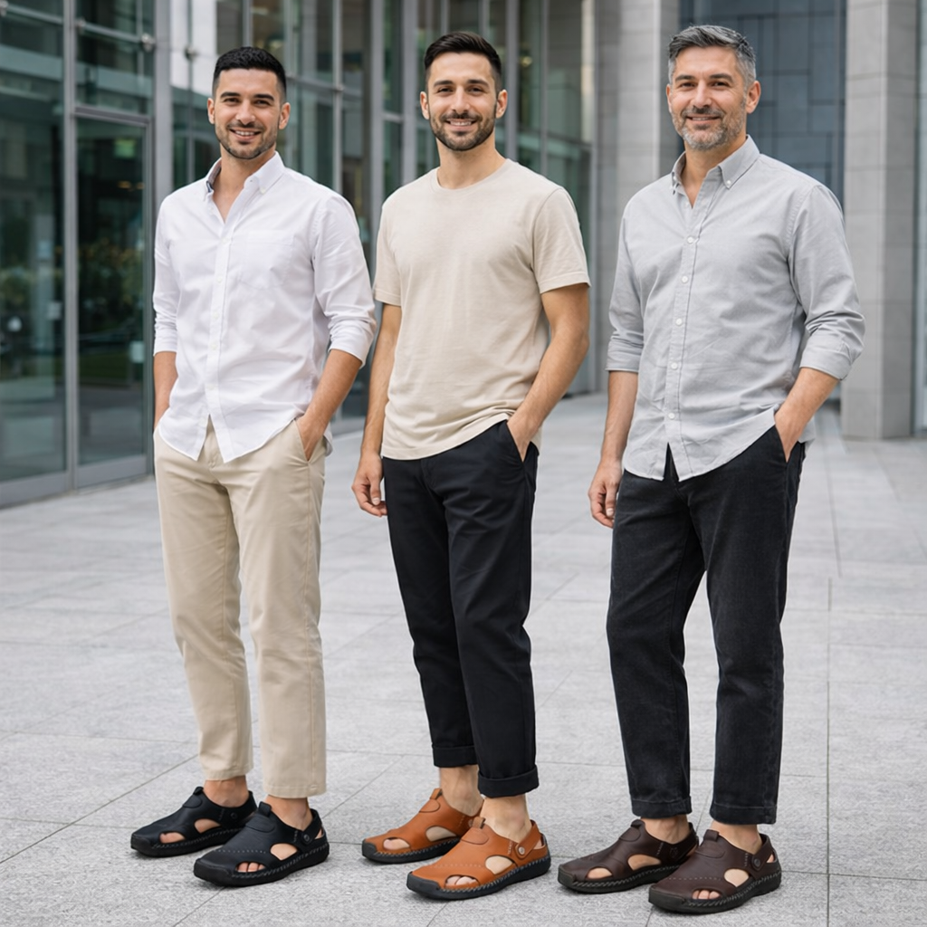 Men's Breathable Leather Sandals - Comfortable and Casual