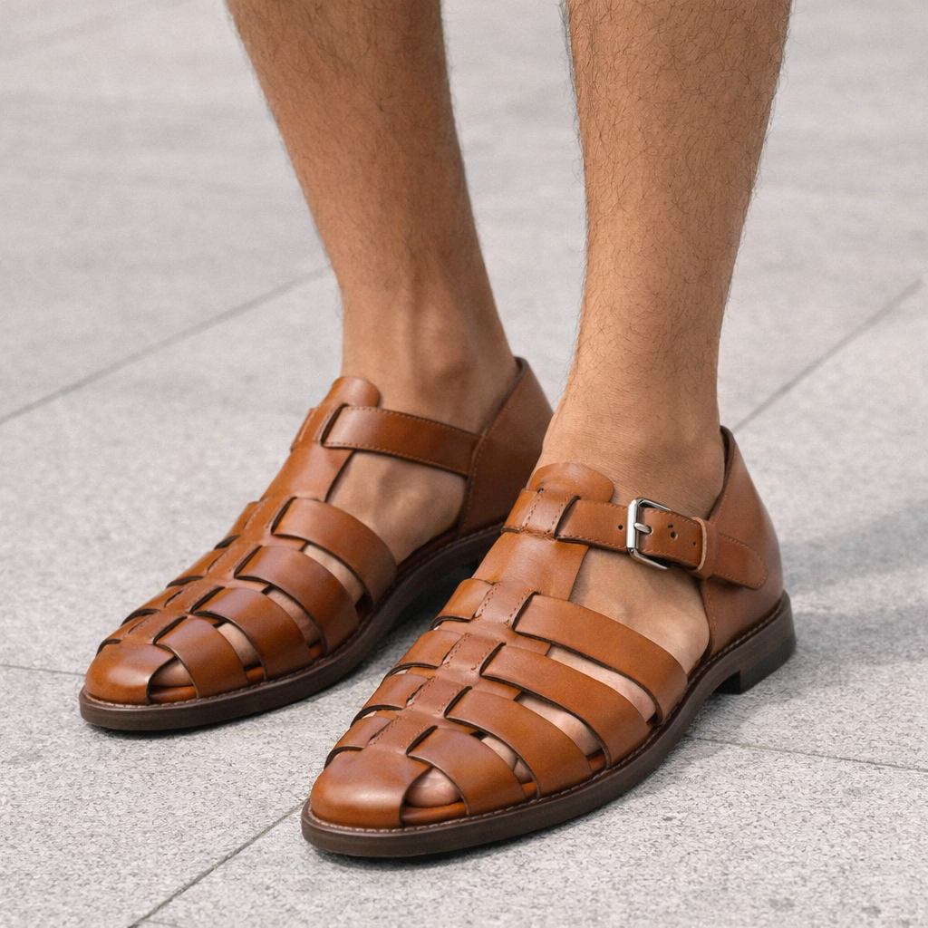 Alfie - Men's Leather Sandals - Slip On