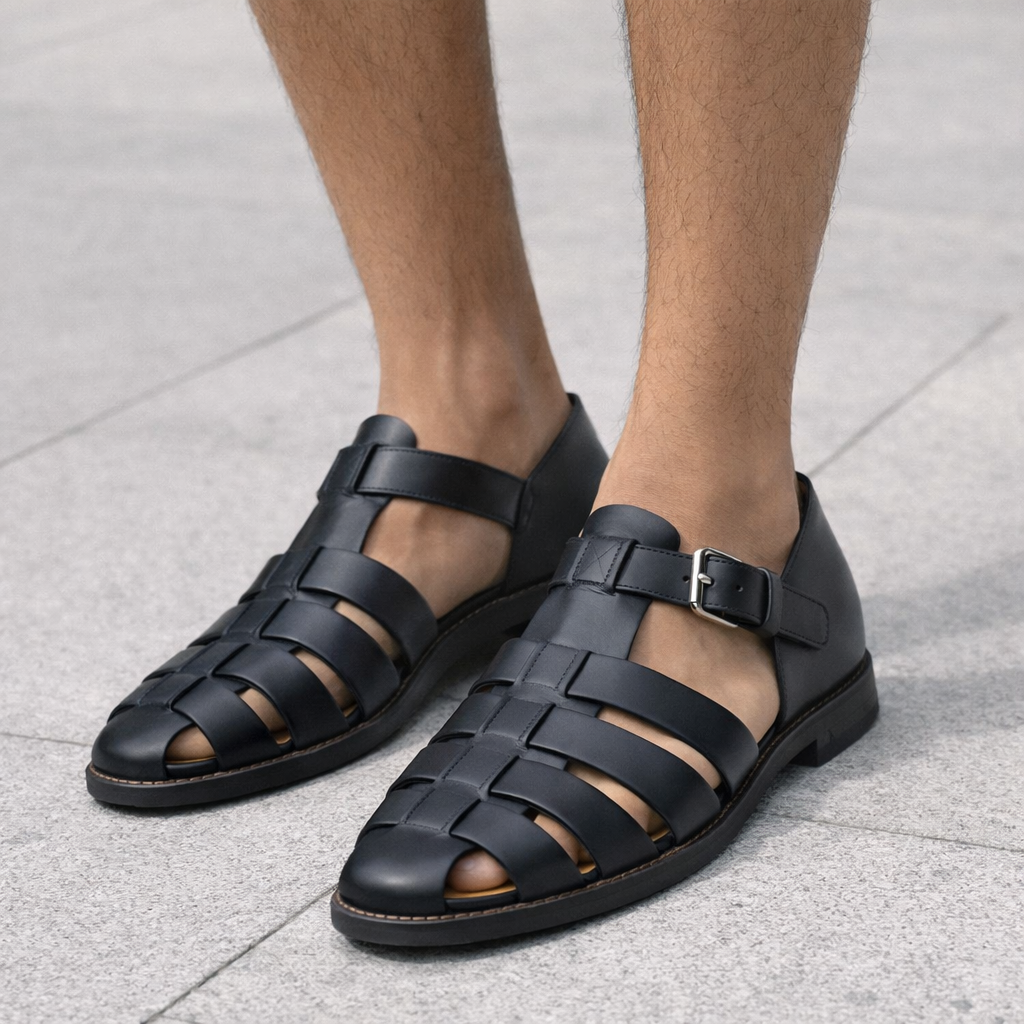 Alfie - Men's Leather Sandals - Slip On