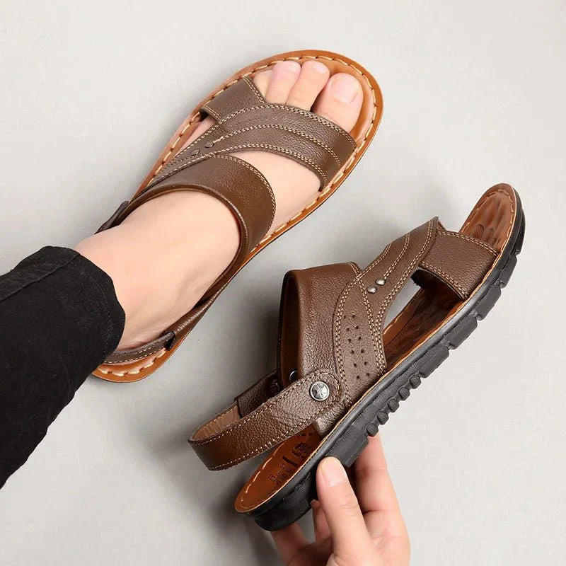 Comfortable Men's Leather Sandals - Relaxing Days