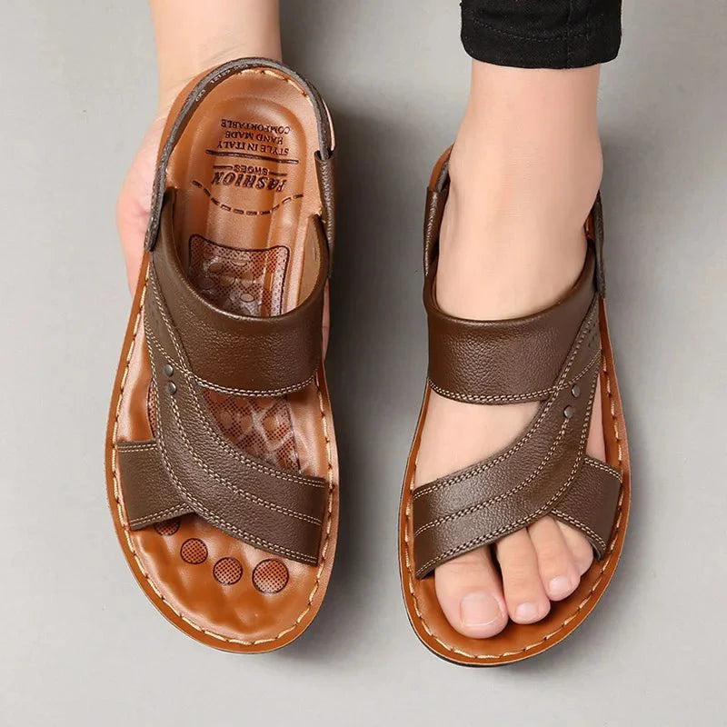 Comfortable Men's Leather Sandals - Relaxing Days